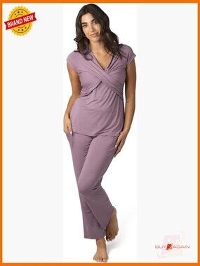 Nursing Pajama Set Short Sleeve V-Neck Maternity Lounge Wear 1X